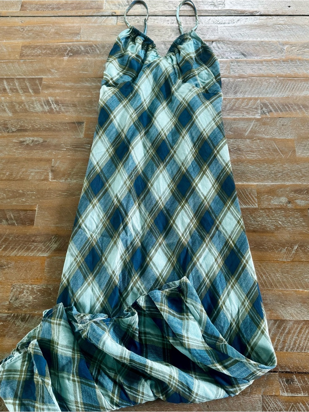 wild fable Blue and Green Plaid Maxi Slip Dress